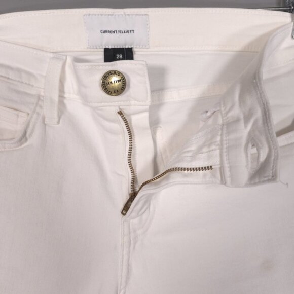 CURRENT ELLIOTT Women’s THE STILETTO SUGAR RELEASED HEM Jeans White USA MADE 28 - Picture 8 of 14